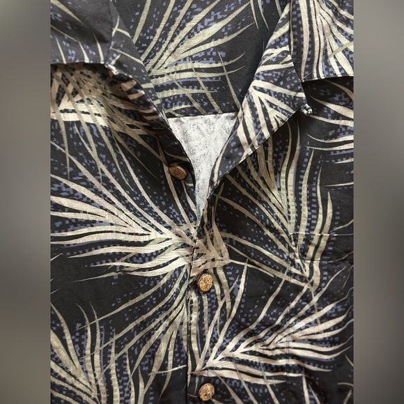 Joseph & Feiss s/s printed shirt. Black/Olive/Tan size 3XLT. 100% Silk - Picture 2 of 11